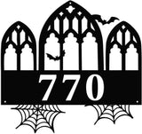 Personalized Gothic House Number metal Signs,Custom Address Number Metal Wall Art Decor,Black Plaques Outdoor wall Decorative Signage,Shed(8-30 Inches) (Castle A)