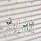 SUNNYCLUE 1 Box DIY 4 Sets Suncatcher Making Kits Sun Catchers Kit Moon Suncatchers Amethyst Kyanite Green Aventurine Opalite Chip Beads Hanging Sun Catcher for Windows Home Garden Party Wedding Decor