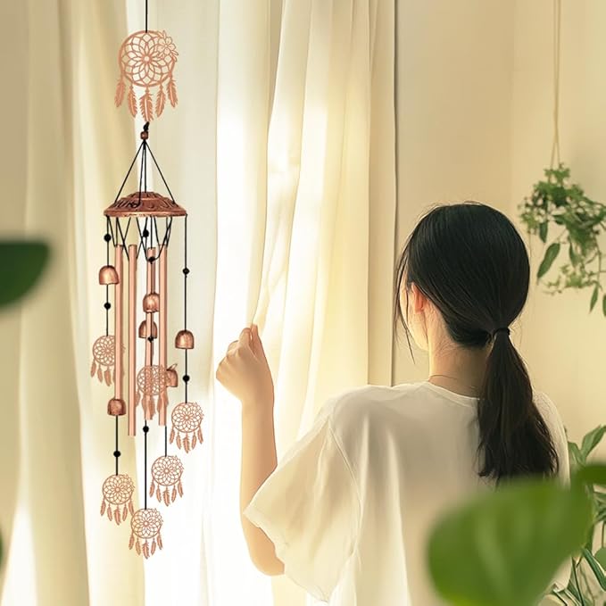 ORIGACH Dream Catcher Wind Chimes, Metal Wind Chimes Indoor Outside Decor for Lawn, Patio, Home, Garden, Large Wind Chime Gifts for Birthday Family & Friends