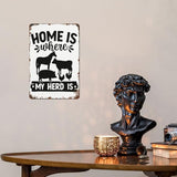 patio wall decor Home Is Where My Herd Iss metal signs Cafe Wall Decor for Home,Bathroom,Yard,Kitchen,Office,Cafe,Hotel Funny Quotes & Inspirational Life Sayings 8X12inch