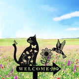 Cat Garden Decor for Outside Metal Cats Silhouette Statues Garden Stakes Yard Sign Art Decorations for Outdoor Patio Lawn Ornaments Birthday Gift for Cat Lovers Women Mom