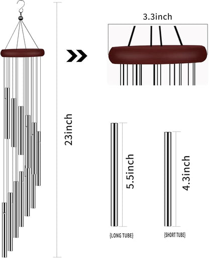 2 Pack Wind Chimes for Outside, Sympathy Wind Chimes Outdoor Clearance with 12 Aluminum Alloy Tubes and Hook, Memorial Wind Chime Gift Decoration for Home, Patio, Garden, Outdoor