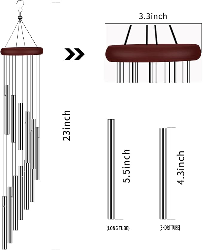 4 Pack Wind Chimes for Outside, Sympathy Wind Chimes Outdoor Clearance with 12 Aluminum Alloy Tubes and Hook, Memorial Windchime Gift Decoration for Home, Patio, Garden, Outdoor