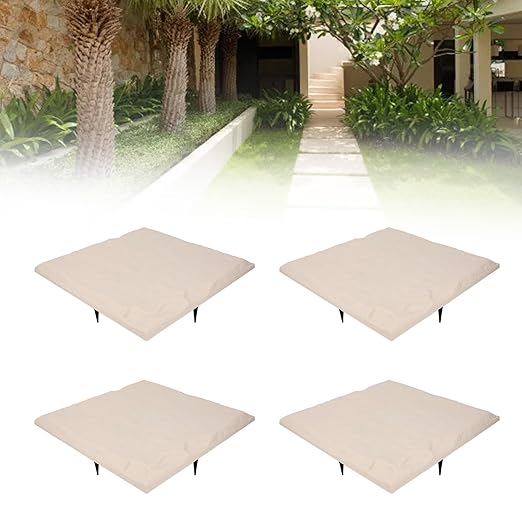 Pwshymi Stepping Stone Weatherproof Decorative Textured Pathway Outdoor Garden Dcor for Lawn, 4 Pack (Beige)