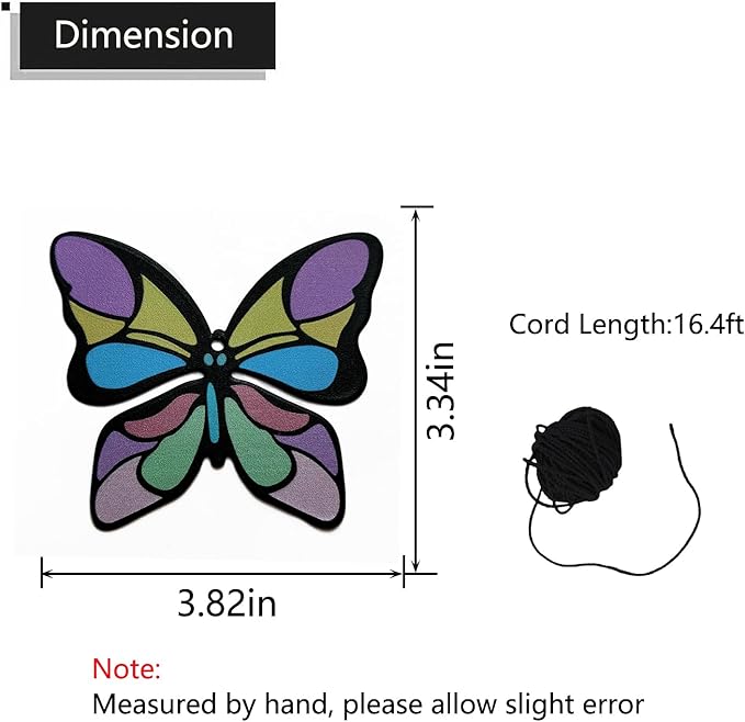 Replacement Wind Catcher, Wind Chime Sail Replacement with 16.4FT Nylon Cord, Metal Wind Chime Parts Replacement Accessory for Sympathy Wind Chimes and Wind Bells, Butterfly