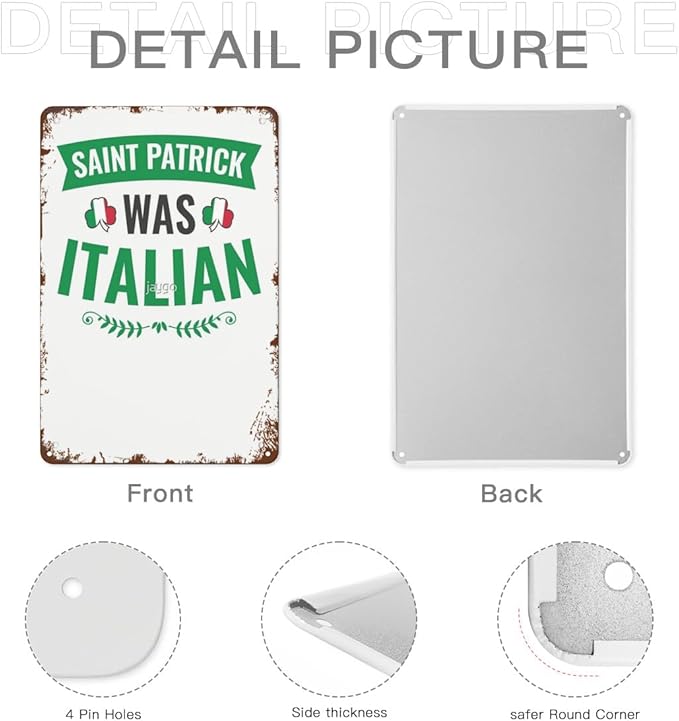 patio wall decor Saint Patrick Was Italian St Patrick's Day retro sign Horticulture Retro Bathroom,Yard,Wedding,Garage,Kitchen & More Decorative Wall Plaques with Inspiring Life Quotes 8X12inch