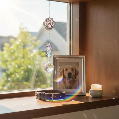 Pet Memorial Gifts for Cats Dogs: Round Ball Crystal Sun Catcher Remembrance Ornament, Cat Memorial Gifts for Loss of Cat, Rainbow Bridge Dog Passing Away Bereavement Pet Loss Sympathy Gift