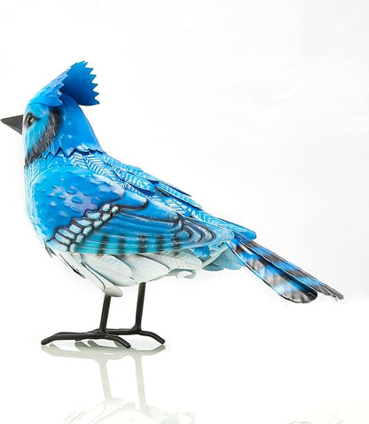 GUTE Blue Jay Metal Bird, Garden Yard Sculpture Art - Large Realistic Standing Blue Bird - Outdoor Fall, Winter, Spring, Summer Decoration - Handmade Bluejay Decor - Perfect and Sympathy Gifts