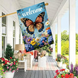 Large Spring Summer Garden Flags for Outside 28 x 40 Double Sided, Burlap Spring Summer House Flags, Seasonal Outdoor Flags Butterfly Flowers Farmhouse Yard Decorations