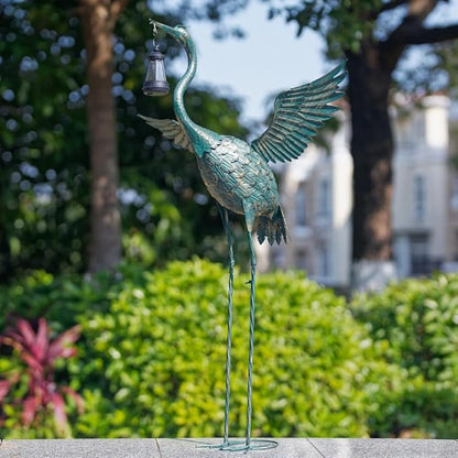 DREAMSOUL Heron Garden Statues 40.5 Inch Tall Crane Bird Statue, Standing Solar Outdoor Statues for Patio Pool Lawn Decoration