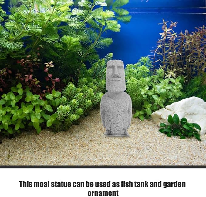 IMIKEYA Easter Island Head Statue Sandstone Akivi Moai Monolith Decorative Garden Sculpture Mini Moai Figurine for Home Garden Patio Lawn