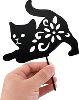 MrMrKura 3 Pack Metal Cat Stakes Garden Decor Stakes Black Cat Silhouette Statue for Outside Metal Decorative Ornaments for Outdoor Garden Home Patio Yard Decor (3 Cats)