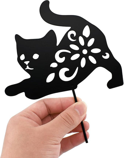 MrMrKura 3 Pack Metal Cat Stakes Garden Decor Stakes Black Cat Silhouette Statue for Outside Metal Decorative Ornaments for Outdoor Garden Home Patio Yard Decor (3 Cats)