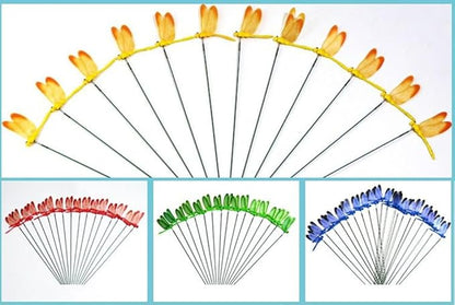 Garden Multicolor Dragonfly Stakes with Sticks, 25 pcs 3D Removable Fake Dragonfly,10" Waterproof Shaking Head Dragonflies Ornaments Garden Decor for Outside,Plant Decoration and House Warmings