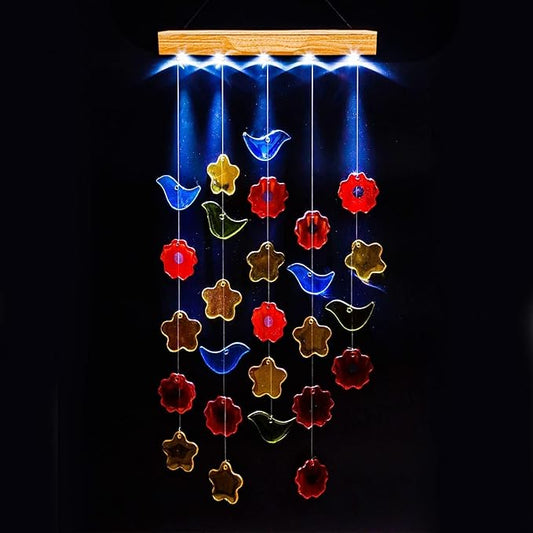 Topadorn Solar Wind Chimes Light Glass Hanging Windchimes with Solar Light for Home, Garden, Patio and Yard Decor