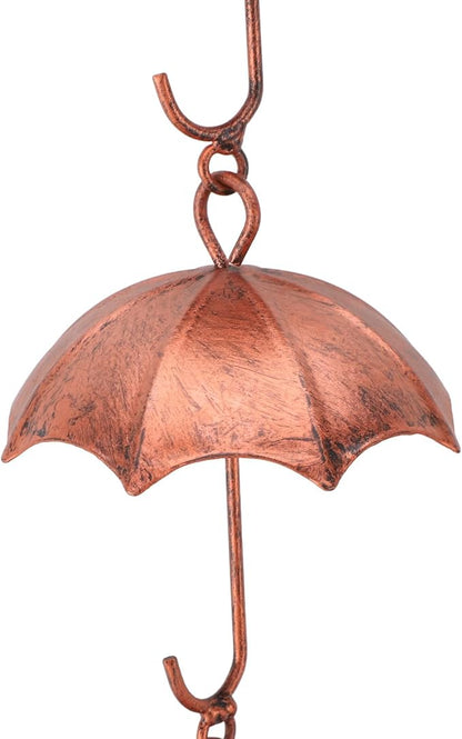 39.4in 8 Cups Rain Chain,ecorative Umbrella Rain Chain Bell, Rainwater Diverter Copper Catcher Rain Chimes for Garden Decor,Decorative Umbrella Rain Chain Bell for Home Garden Patio Outdoor Decor