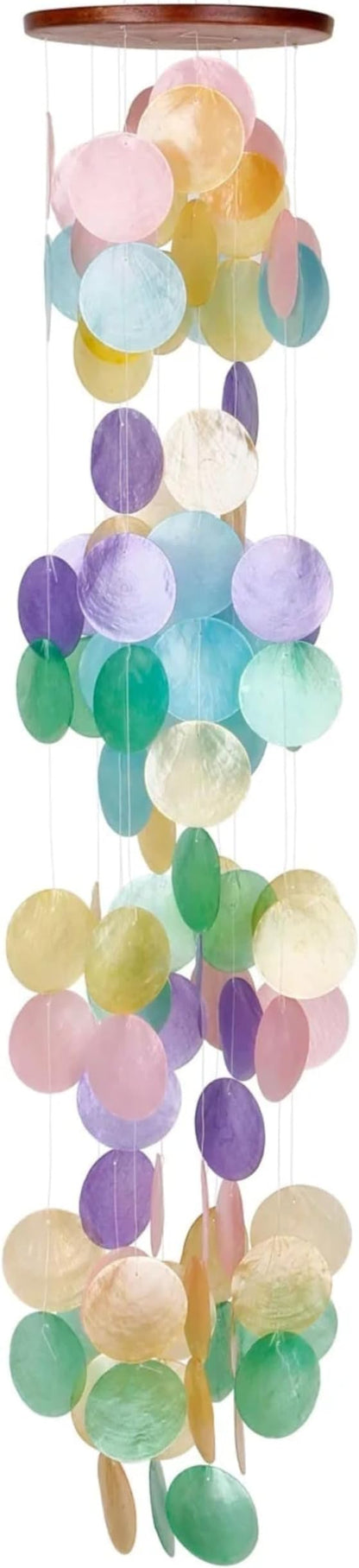 Woodstock Chimes Asli Arts Collection, Capiz Waterfall, 40'' Rainbow Capiz Wind Chimes for Outdoor, Patio, Home or Garden Décor (CWR)