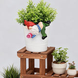 Cute Climbing Gnome Figurines Flower Pot Hugger, Resin Hanging Gnomes Statue Outdoor Decor Fence Ornaments for Patio Lawn Garden Yard