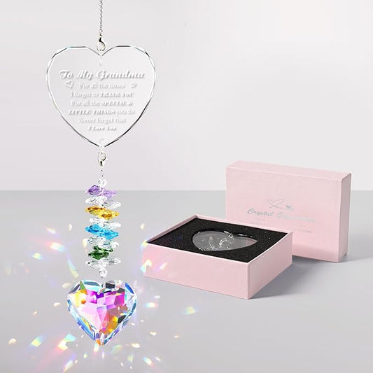 Birthday Gifts for Grandma, Crystal Suncatcher Indoor Window Rainbow Maker for Window Hanging, I Love You Grandma Sun Catcher Gifts for Grandmother from Grandkids