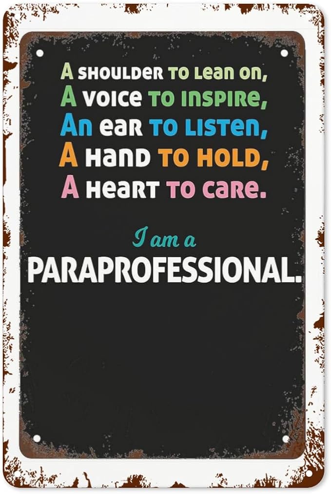 Patio Wall Decor I Am A Paraprofessionals Cafech Vintage Signs Metal Outdoor Vintage Retro Tin Sign: Decorative Wall Art For Bathroom,Yard,Wedding,Street,Garage,And More 8X12inch