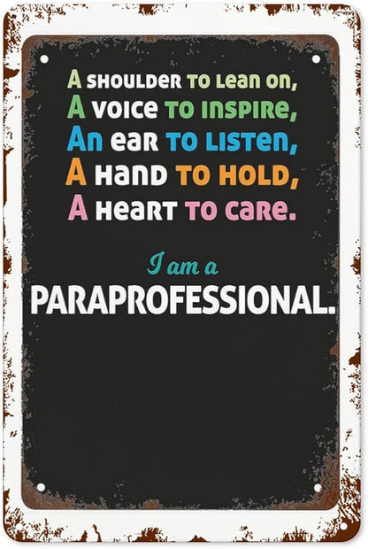 Patio Wall Decor I Am A Paraprofessionals Cafech Vintage Signs Metal Outdoor Vintage Retro Tin Sign: Decorative Wall Art For Bathroom,Yard,Wedding,Street,Garage,And More 8X12inch
