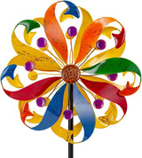 DREAMYSOUL Wind Spinners Outdoor, 13" Dia Colorful Petals Metal Garden Wind Spinner, Kinetic Wind Sculptures & Spinners for Yard Lawn Patio Decor