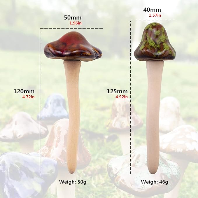 8PCS Ceramic Mushroom Statue Garden Pot Decoration Mushroom Figurine Indoor and Outdoor Flowerpot Decoration Lawn Tree Ornaments Pottery Accessories