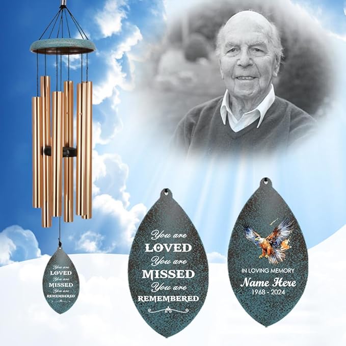 ASTARIN Personalized Wind Chimes for Outside Deep Tone,Customized Windchime Outdoors, Chimes for Outdoors,Sympathy Wind Chimes Memorial for Mom Dad，All Metal Wind Chime