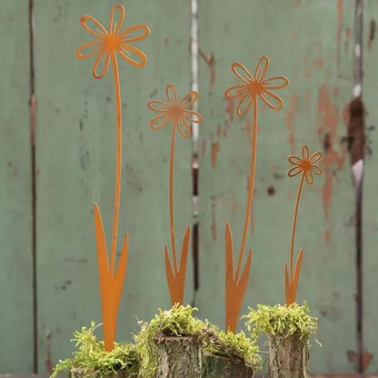 Traditional Iron Flower Stake Weather-Resistant, Decor & Holiday Yard Art for Easy Outdoor Use Artistic Garden Paths Markers Stakes