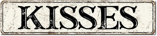 Madcolitote Ancient Retro Kisses Wood Sign Kisses Street Signs Rustic Wooden Wall Art Farmhouse Wall Decor Kitchen Wall Hanger Retro Decoration Sign Housewarming Gift 4x18in