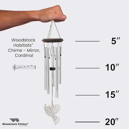 Woodstock Chimes Signature Collection, Woodstock Habitats Chime, 21'', Silver Wind Chimes for Outdoor, Patio, Home or Garden Decor (HCMC)