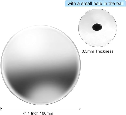 uxcell Gazing Ball 4 Inch 100mm Reflective Sphere Polished Hollow Ball, Stainless Steel Gazing Globe Mirror Ball for Home Garden Outdoor Decoration, Bright White
