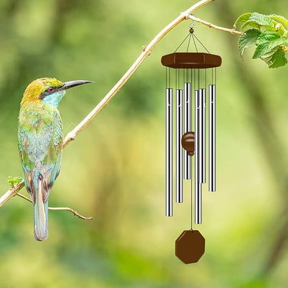 Wind Chimes for Outside, Wind Chimes Outdoor Deep Tone with 6 Tuned Tubes, Memorial Wind Chime for Garden, Patio and Home