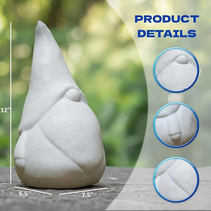 OLOMA Modern Garden Gnome Statue Heavy Concrete Stone Sculpture with Protective Resin Coating Durable Outdoor Decor for Patio Lawn Contemporary Landscape Yard Decor Accent