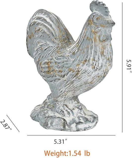 Rooster Statue Chicken Figurine Cement Rooster Figurine Figurines Artwork for Outdoor, Backyard, Patio and Home Kitchen Decoration