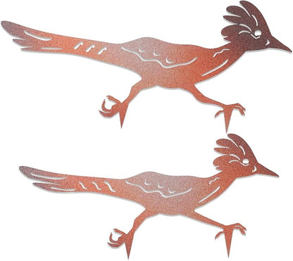 2 Pcs Roadrunner Garden Art Metal Yard Art Decorative Garden Stakes Southwest Desert Bird Decor for Garden Yard Metal Yard Ornaments Bird Art Mexican Roadrunner Gifts (Vivid)