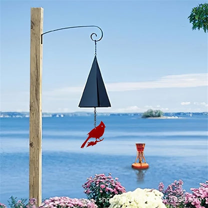 North Country Wind Bells，Cardinal Bird Wind Chime ，Geometric Bird Bell Metal Wind Chimes with Buoy , Wind Chime Catcher for Outdoor Yard Home Decor (red Bird), Black