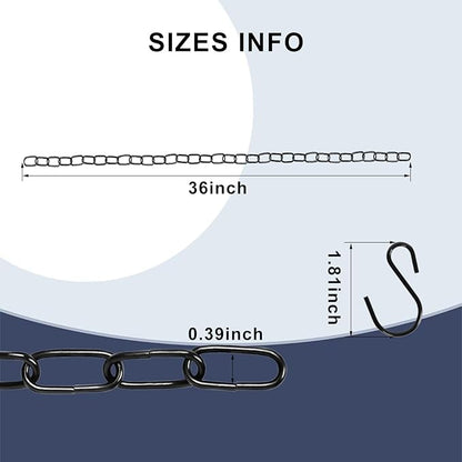 Black Hanging Plant Chains Kit, 36-Inch Adjustable Plant Hangers with Hooks and Clips for Hanging Baskets, Bird Feeders, Wind Chimes, Planters and Porch Signs -6PACK