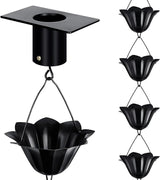 Rain Chains for Gutters Outside 8.5FT Black Rain Catcher Chain with Adapter 16 Cups Decorative Replacement for Downspout