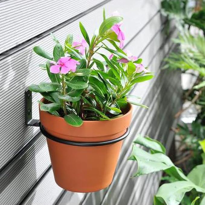 Sivya 4 Pack 6in Flower Pot Holder Ring Wall Mounted Metal Planter Hooks Hangers (4, 6")