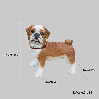 Pug Dog Garden Statue with Solar Lantern Light, Outdoor Bulldog Sculpture with Welcome & On Patrol Sign, Resin Animal Figurine for Patio Yard Lawn Porch Decor, Dog Lover Gifts