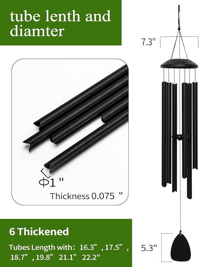 48" Wind Chimes for Indoor and Outdoor, Deep Bass Tone and Professional Tuned Aluminum Wind Chimes for Patio Garden Memorial, Sympathy Gift for Loss of Loved One, Housewarming Gift