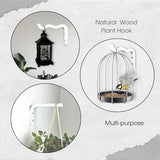 EvenWood 2-Piece Set of Wavy Wooden Wall Planters for Indoor Plants 6 Inch - Natural Plant Hook for Wall Plant, Wind Chimes, Flower Brackets, Patio Garden Decorations - Bracket Plant Hanger (White)