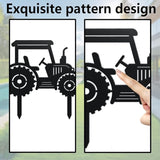 WADORN Tractor Decorative Silhouette Garden Stakes, Metal Tractor Car Stakes Statues Ornaments Lovers Gifts Yard Art Black Silhouette Yard Outside Decor for Backyard Patio, 11x11.4 Inch