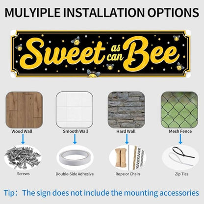 Sweet Bee Tin Decor 16 * 4 Inches "Sweet as can Bee" Kitchen/Patio Wall Art - Retro Bee Accent, Honey Decor, Kitchen Metal Sign