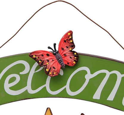 Welcome Sign Metal Hanging Sunflower Signs for Front Door Porch Wall - Rustic Decorative Door Hanger Indoor Outdoor Spring Decoration Wreath Decor (D)