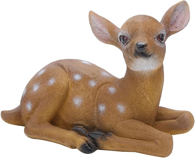Alomejor Sika Deer Sculpture Art Craft Outdoor Garden Decoration Ornaments for Landscape, Garden, Park DecorationDurable ResinSynthetic -6.7x4.5in-2Pcs