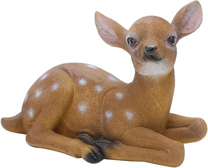 Alomejor Sika Deer Sculpture Art Craft Outdoor Garden Decoration Ornaments for Landscape, Garden, Park DecorationDurable ResinSynthetic -6.7x4.5in-2Pcs