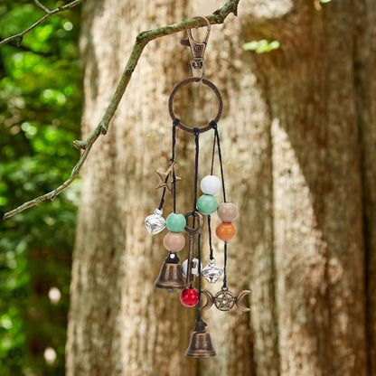 FREEBLOSS 4 Set 50+pcs DIY Witch Keychain Kit Witches Wind Chimes Witch Bells Kit Witch Craft Kit Witchy Home Decor Witch Decor Witch Bells for Keys for Protection Witch Craft for Beginners