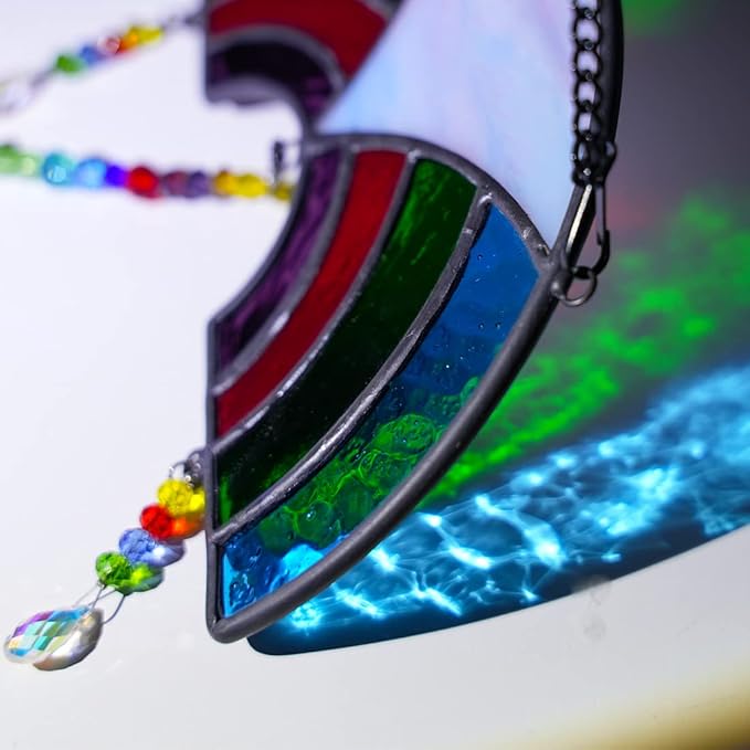 BOXCASA Stained Glass Suncatchers Crystals Pendants,Rainbow Crystal Beads Decor Gifts for Women,Suncatcher for Window Colorful Crystal Prism Pendants Gifts for Mother Grandma Nana Aunt